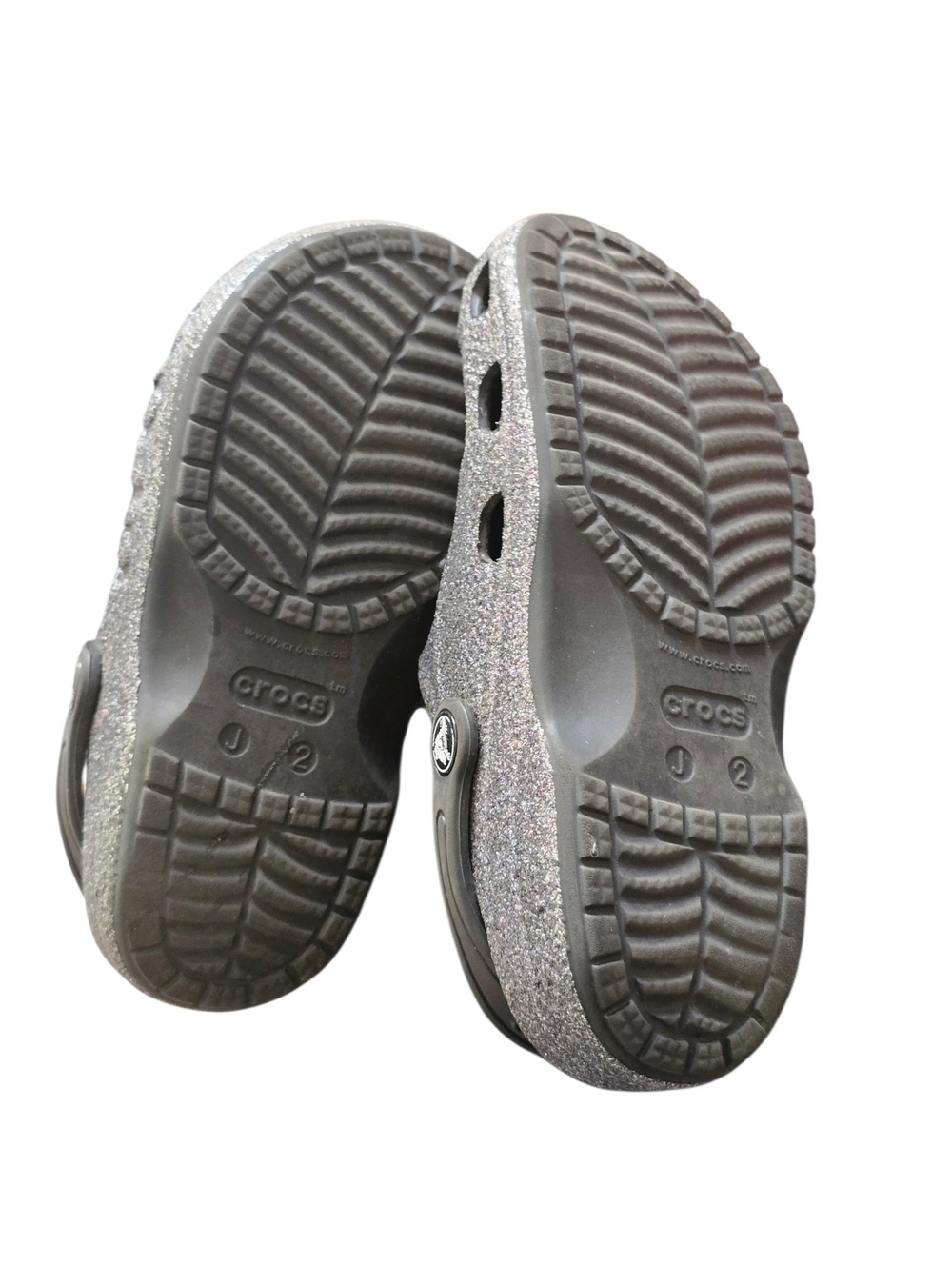 Crocs Kids Classic Glitter Clog - Silver Size 2 - Picture 5 of 6